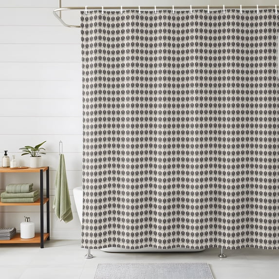 Modern Simple Styles Shower Curtains for Bathroom, Vintage Rustic Polka Dots Black Waterproof Fabric Shower Curtain, Decorative Bathroom Curtain for Bathtub, 72"x72", No Hooks Included