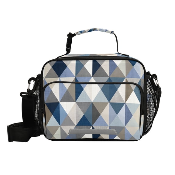 Modern Simple Triangles Insulated Lunch Bag Portable Cooler Bag Mommy Bag Large Capacity 6L