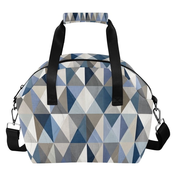 Modern Simple Triangles Insulated Lunch Bag Reusable Quilted Lunch Box Waterproof Leakproof Lunch Container