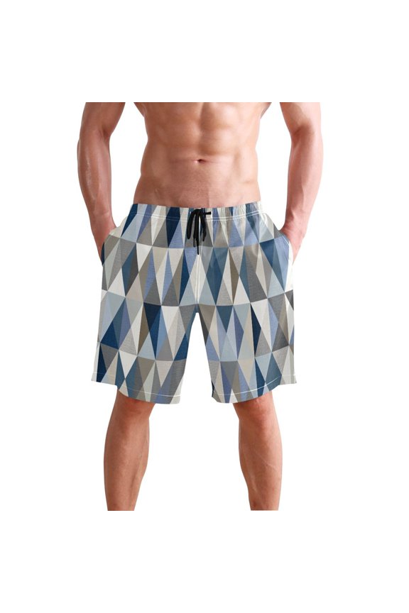 Modern Simple Triangles Men's Swim Trunks Beach Shorts Bathing Bottoms M