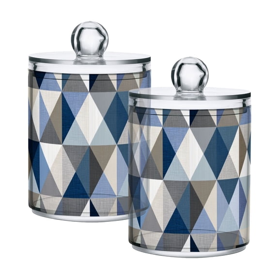 Modern Simple Triangles Translucent Plastic Cans Storage Canisters with Lid Set of 2