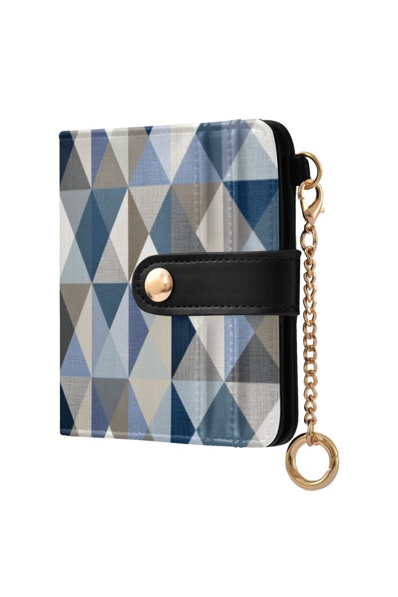 Modern Simple Triangles Women's Wallet PU Leather Card Cases RFID Blocking Purse Billfold with Key Ring