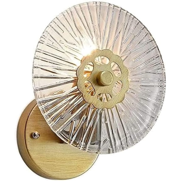 Modern Simplicity Round Shape Wall Lights Nordic Aisle Staircase All Copper Wall Lamp Creative Bedroom Bedside Lamp Living Room Glass Anti-Rust Bracket Lamp