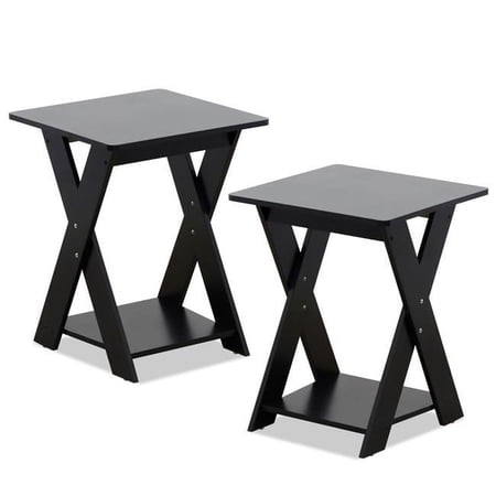 Modern Simplistic Criss-Crossed End Table, Espresso - Set of 2