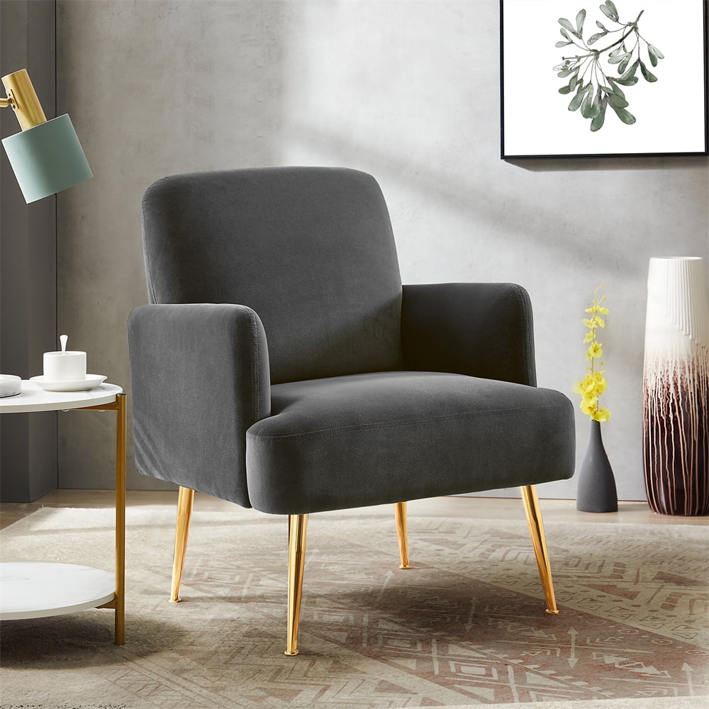 Modern Single Accent Sofa with Wood Frame and Metal Legs