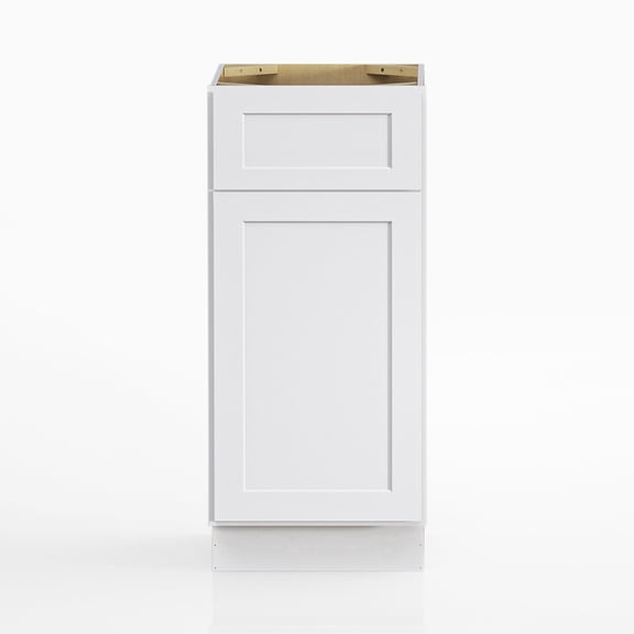 15" Modern Single Door Kitchen Base Cabinet with Top Drawer, White Under-Counter Storage for Kitchen & Laundry Room