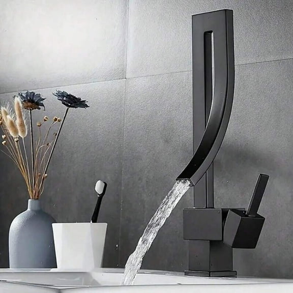 Modern Single-Hole Bathroom Sink Faucet - Single Handle Waterfall Lavatory Mixer Tap