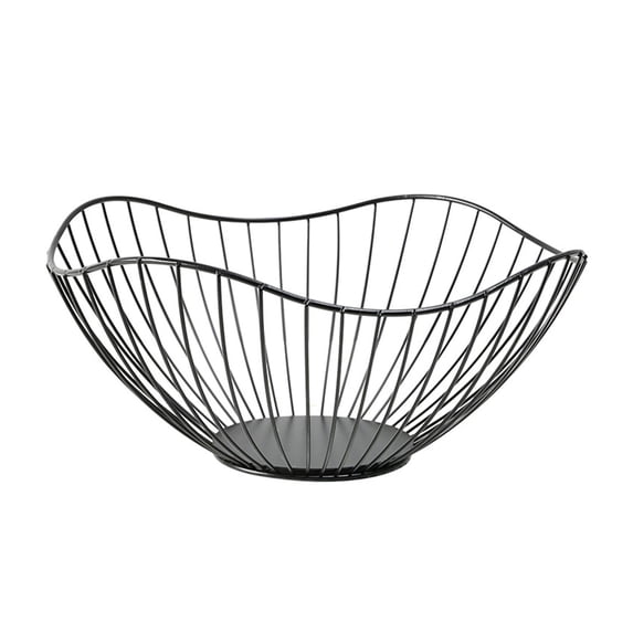 Modern Single Tier Wire Fruit Basket Stand, Decorative Serving Bowl Holder for Vegetables and Bread - Farmhouse Table Centerpiece