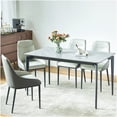 thumbnail image 1 of Modern Sintered Stone Dining Table with Black Iron Base, Gray Rock Top for 8-Seater, 1 of 10