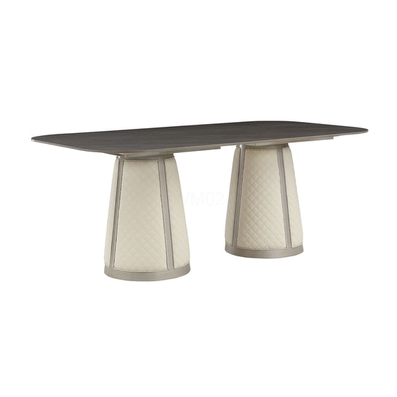 Modern Sintered Stone Dining Table with Champagne Base, Quilted Texture Design for Dining Room