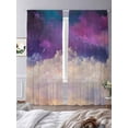 thumbnail image 1 of Modern Sky Sheer Curtains 96 inches Long 2 Panels Set Meteor Purple and White Tiers Sheers Rod Pocket Small Window Short Curtains for Kitchen Cafe, Each 52" W x 96" L, 1 of 7