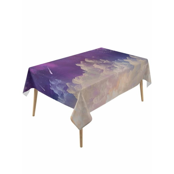Modern Sky Table Cloth 54x108 Inch Rectangle, Meteor Purple and White Waterproof Tablecloth Washable Table Cover for Party Picnic Dinner Decor