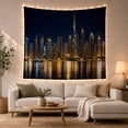 thumbnail image 1 of Modern Skyscraper Cityscape with Shimmering Water Reflections, Dramatic Digital Art for City Lovers, Vibrant Urban Wall Decor, Housewarming Gift Tapestry Wall Hanging for Bedroom and Living Room, 1 of 7