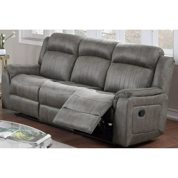Modern Slate Blue Couch With Extra Padding Comfort And Reclining Feature Recliner Cushion Back