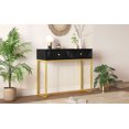 thumbnail image 1 of Modern Sleek Console Table with Two Drawers, Storage Cabinet with Stripe Design for Living Room/Bedroom/Entryway, Black, 1 of 9