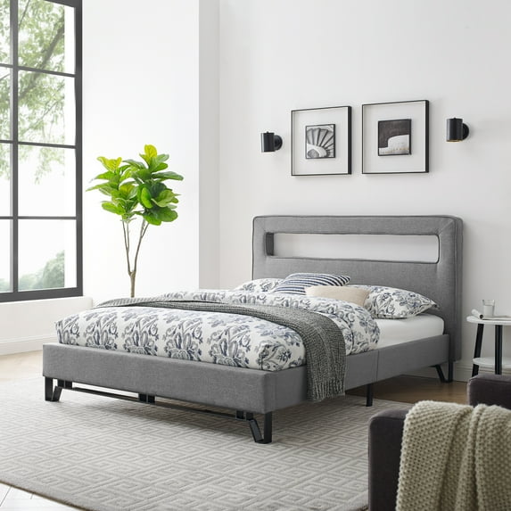 Modern Sleep Combermere Upholstered Bed, Gray and King