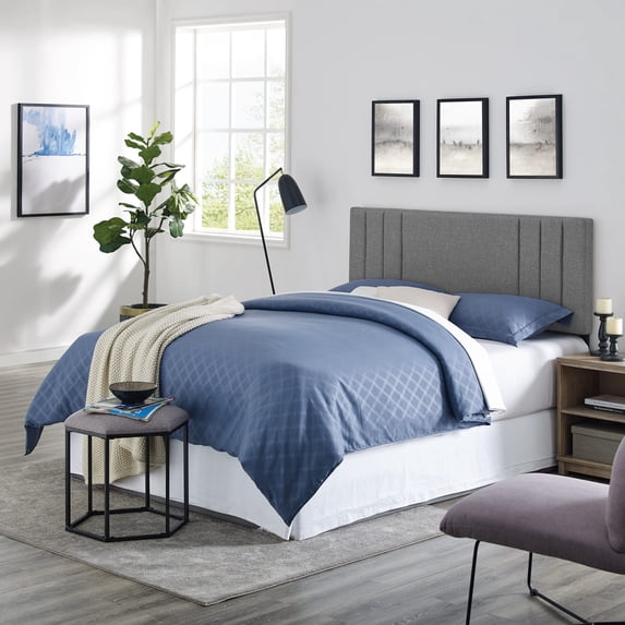 Modern Sleep Frazier Channel Tufted Upholstered Headboard, Gray and King