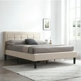 thumbnail image 1 of Modern Sleep Hampton Square Upholstered Platform Bed Frame, Full, Beige, 1 of 11