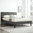 thumbnail image 1 of Modern Sleep Hampton Square Upholstered Platform Bed Frame, King, Grey, 1 of 11
