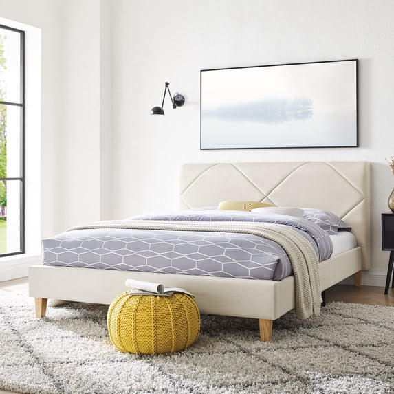 Modern Sleep Linville Upholstered Bed, Queen, Beige
