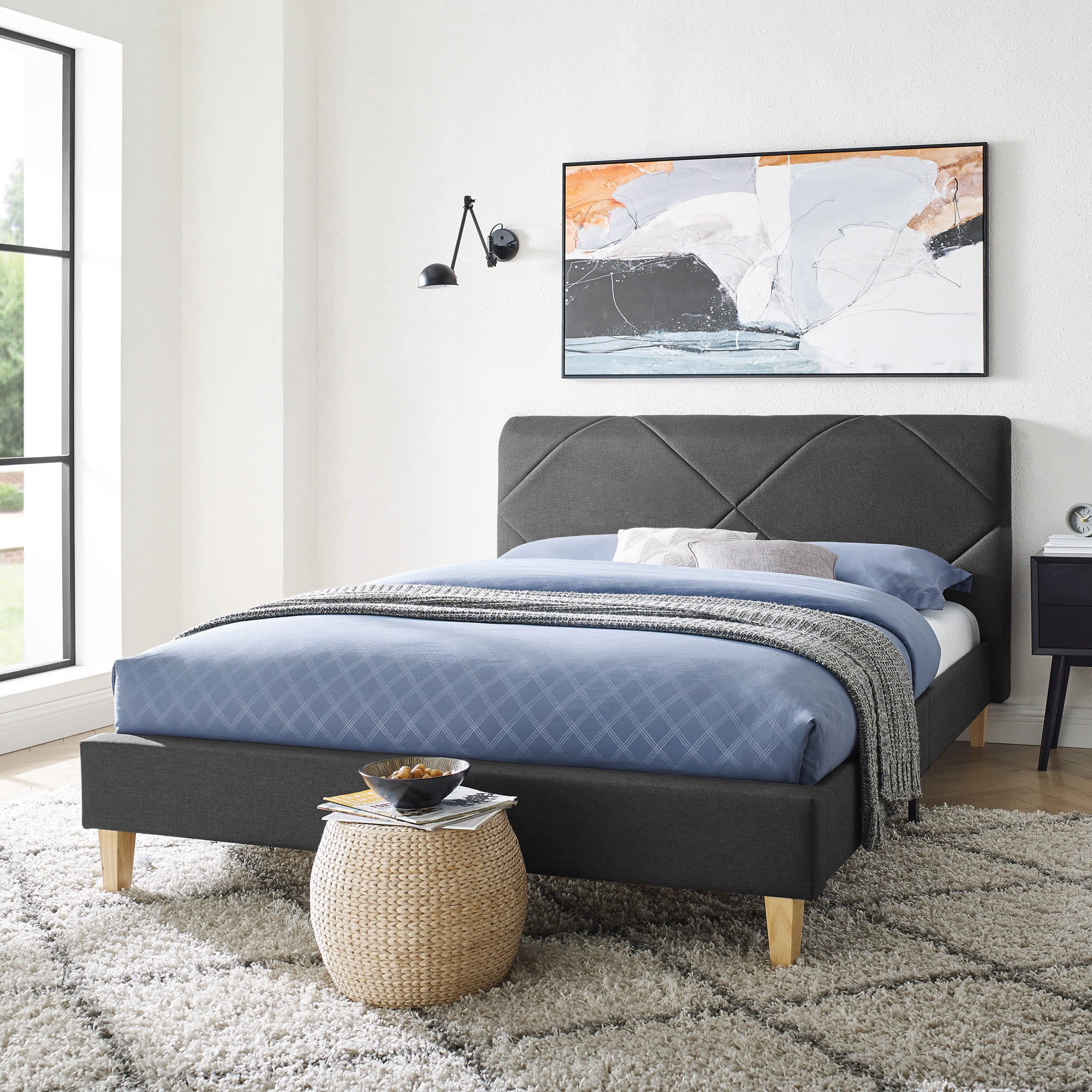 Modern Sleep Linville Upholstered Bed, Queen, Grey