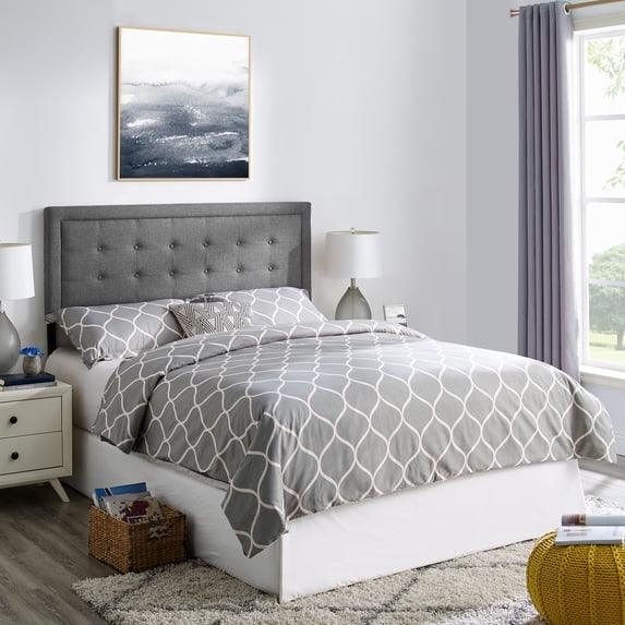 Modern Sleep Melbourne Tufted Upholstered Headboard, Gray and Queen
