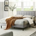 thumbnail image 1 of Modern Sleep Mornington Upholstered Platform Metal Bed Frame, Full, Light Gray, 1 of 10