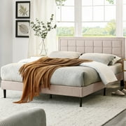 DeCoro Mornington Upholstered 2.0 Platform Bed, Headboard & Metal Frame, Linen, Full