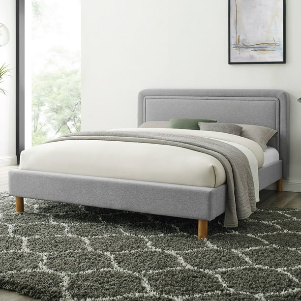 Modern Sleep Solstice Upholstered Bed, Queen, Light Grey