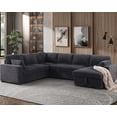 thumbnail image 1 of Modern Sleeper Sofa Set with Pull Out Bed Storage Chaise Fabric Dark Gray, 1 of 9