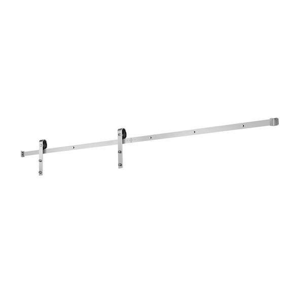 Modern Sliding Barn Door Hardware Kit for 8FT Single Doors, Brushed Nickel Silver Finish