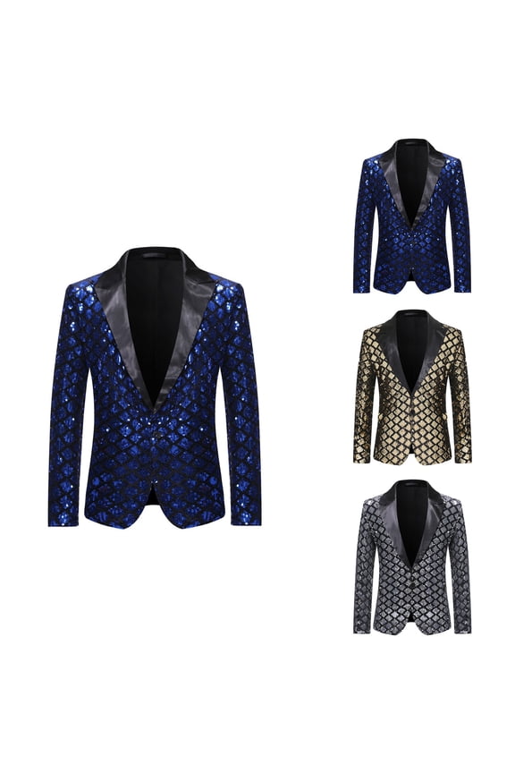 Modern Slim Fit Men's One-Button Business Jacket, Tailored Formal Suit Coat with Stretch Comfort Fabric for Smart Casual & Formal Wear