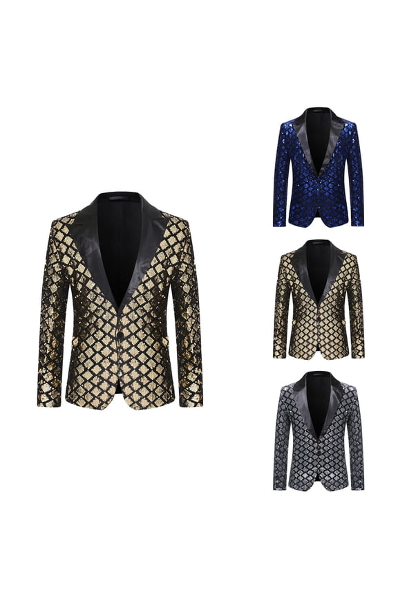 Modern Slim Fit Men's One-Button Business Jacket, Tailored Formal Suit Coat with Stretch Comfort Fabric for Smart Casual & Formal Wear