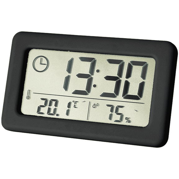 Modern Slim LCD Digital Clock with Temperature Humidity Display