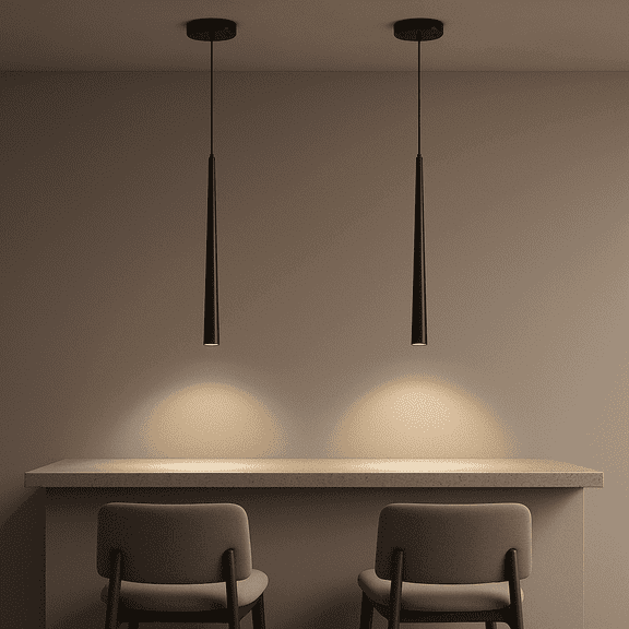 Modern Slim Pendant Lights Set of 2, 5W 4000K Adjustable Black LED Hanging Light Fixtures for Kitchen Island