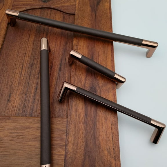 Modern Slim Textured Copper Handles Pulls Cabinet Drawer Dresser Furniture Knob Handle Pulls - 1 pcs ( Not Black, Size- 11.7inch)