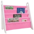 thumbnail image 1 of Modern Sling Bookshelf- White w/ Pink, 1 of 8