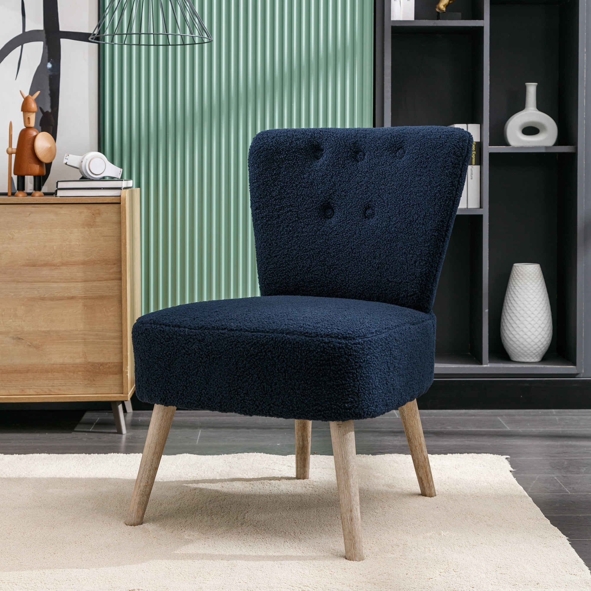 Modern Slipper Chair Accent Chair Velvet Armless Accent Chair