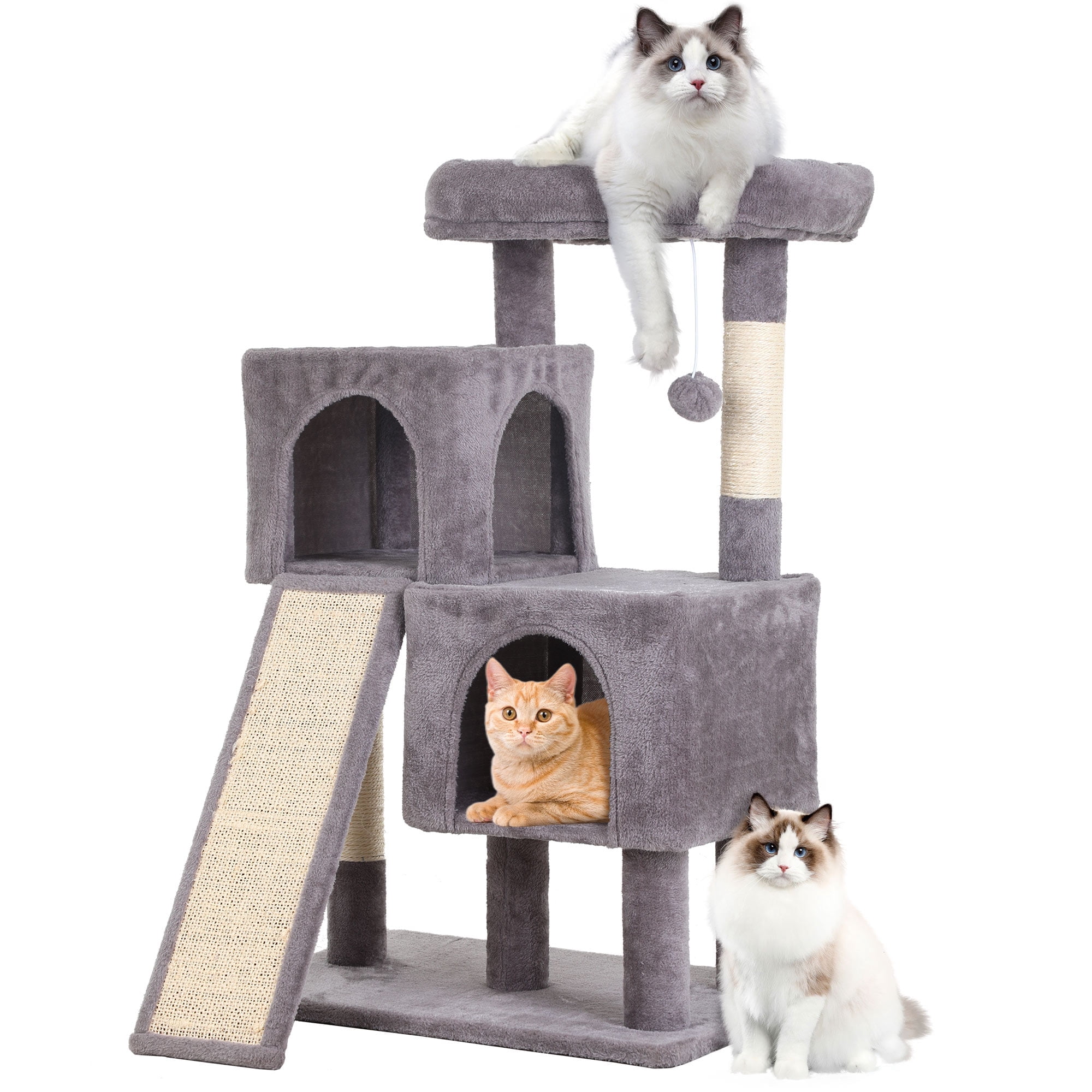 CL.HPAHKL Modern Small Cat Tree Tower with Dual Condos, 36 Inches Cat ...
