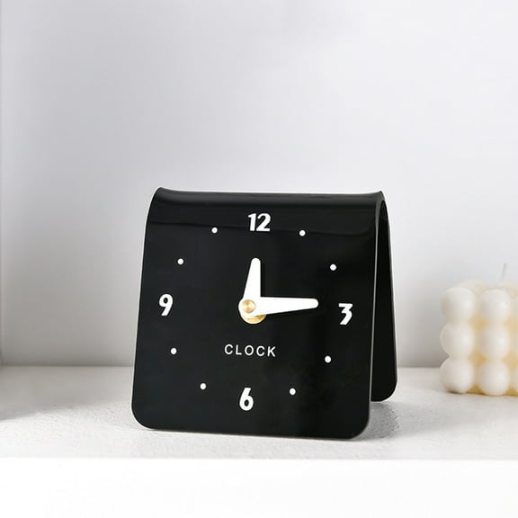 Modern Small Desktop Clock Black Plastic Decorative Tabletop Clock for Living Room & Home Office 4.72x4.72x3.94 Inches Batteries Not Included