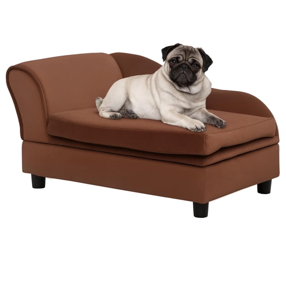 Modern Small Dog Crate Sofa Bed with Hidden Storage, Luxury Pet Couch with 2" Soft Foam Polymer Cushion, Space-Saving Foldable Utility House for Puppies and Little Breeds, Adult Scale Furniture
