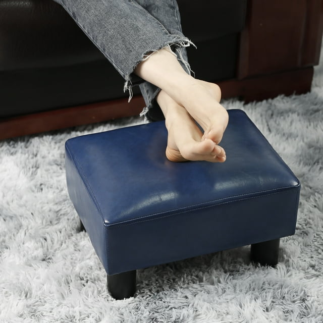 Modern Small Faux PU Leather Footstool Ottoman Footrest Stool Seat Chair Foot Stool,Blue
