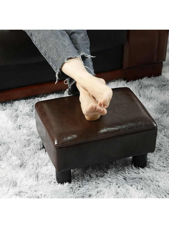 Modern Small Faux PU Leather Footstool Ottoman Footrest Stool Seat Chair Foot Stool,Brown