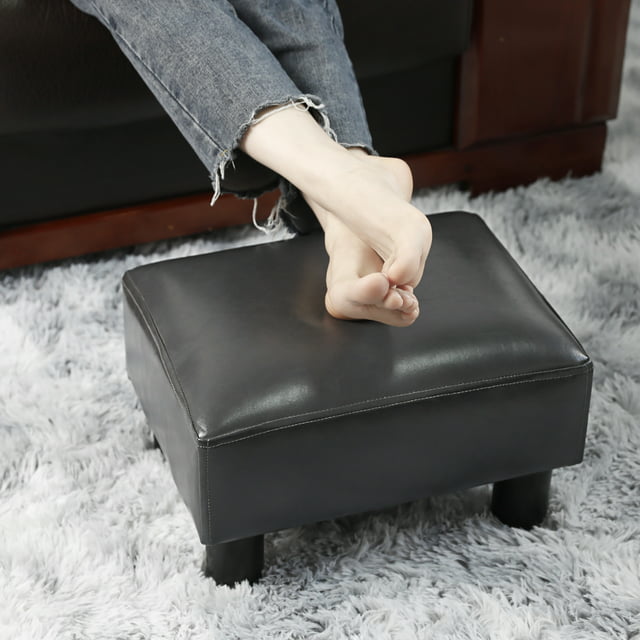 Modern Small Faux PU Leather Footstool Ottoman Footrest Stool Seat Chair Foot Stool,Grey