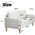 thumbnail image 1 of Modern Small Love Seat Sofa with Storage Pockets, Beige Faux Linen Upholstered 2-Seater Couch for Apartments and Living Rooms, 1 of 6