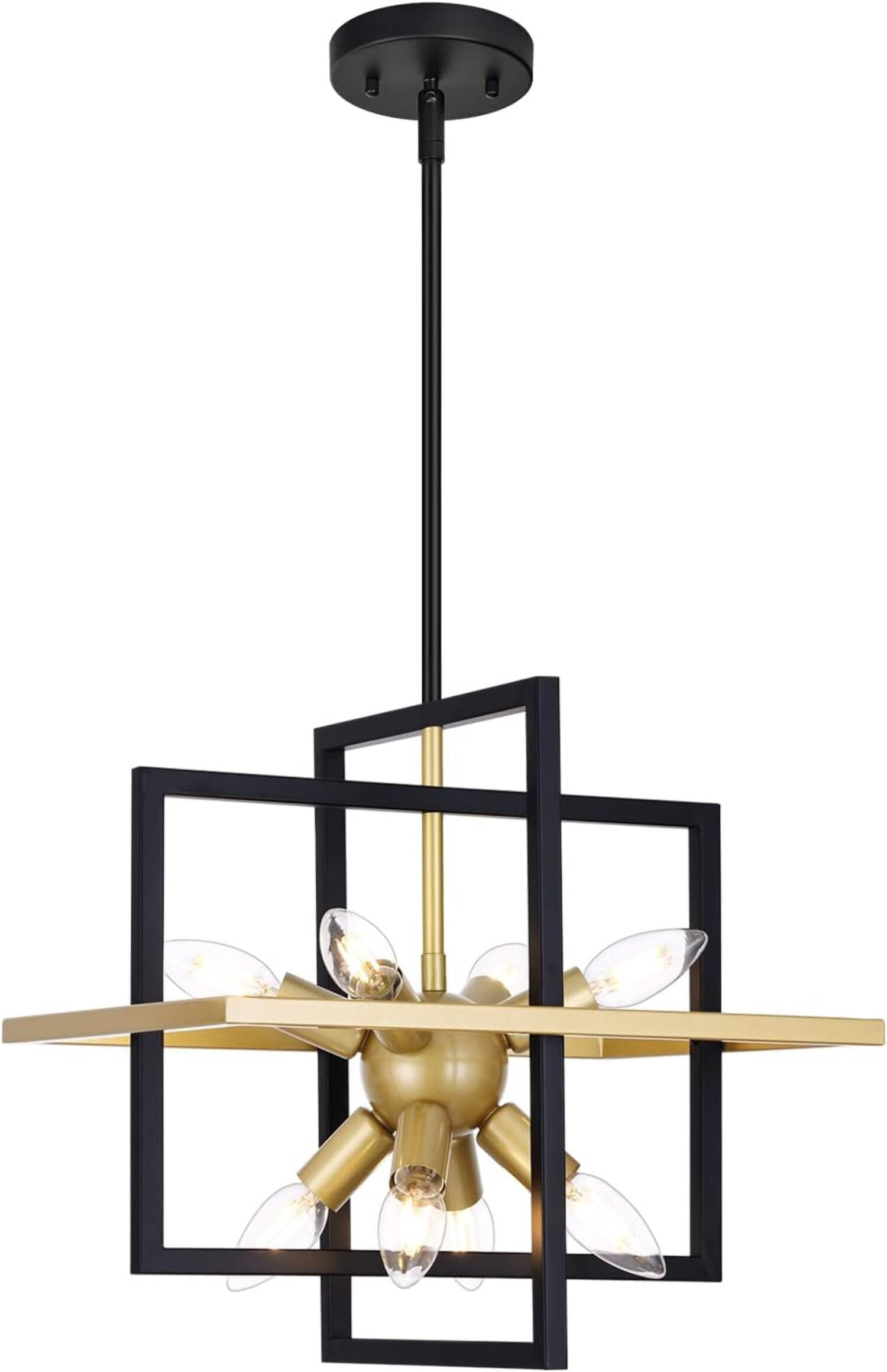 Modern Small Metal Black Chandeliers, 8Light Geometric Pendant Light