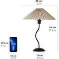 thumbnail image 1 of Modern Small Pleated Table Lamp with Beige Shade, Black Base, E12 Bulb Included for Bedroom Office Decor, 1 of 7