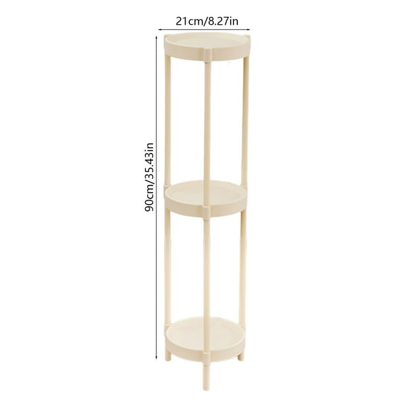 Modern Small Round Side Table | Iron Frame Plastic Top Sofa Table | White End Table for Living Room Bedroom | Multi-Layer Storage Design