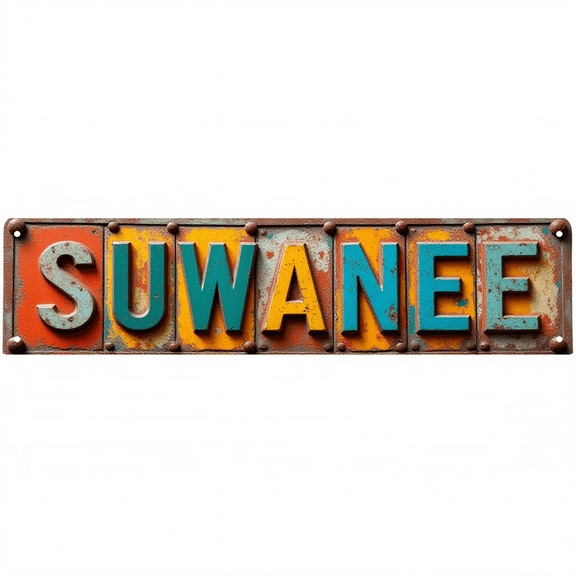 Modern Small Town Decor 16*4 Inches "SUWANEE" Yard Garage Bar Colorful Letter Patch Contemporary Style