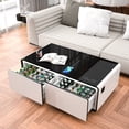 thumbnail image 1 of Modern Smart Coffee Table with Built-in Fridge, Bluetooth Speaker, Wireless Charging Module, Touch Control Panel, Power Socket, USB Interface, Outlet Protection, Atmosphere light, and More, 1 of 10
